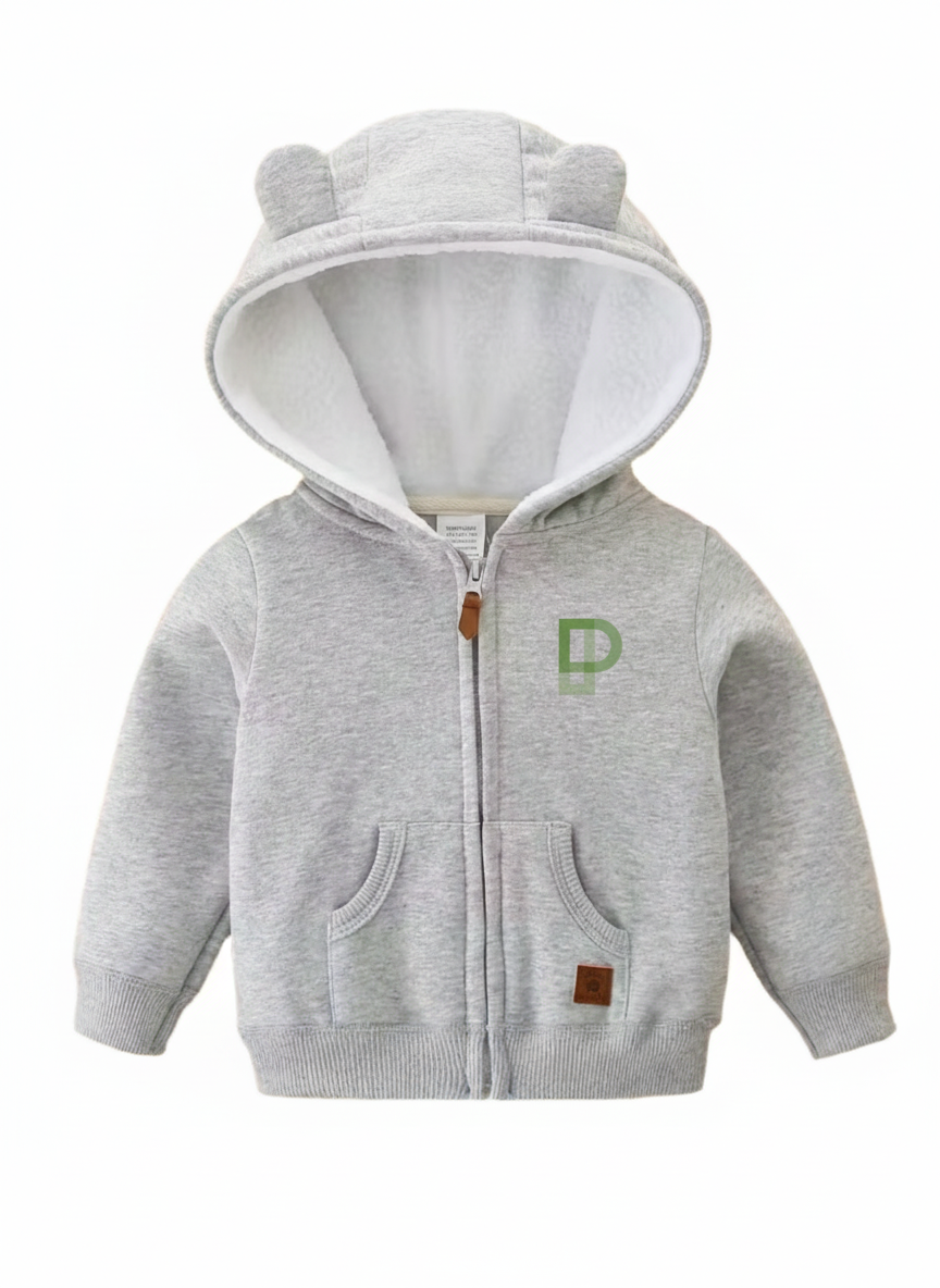 Boys' Hooded Full-Zip Jacket with Bear Ears & Chest Pocket